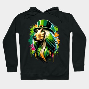 Afghan Hound Celebrates Saint Patrick's Day in Style Hoodie